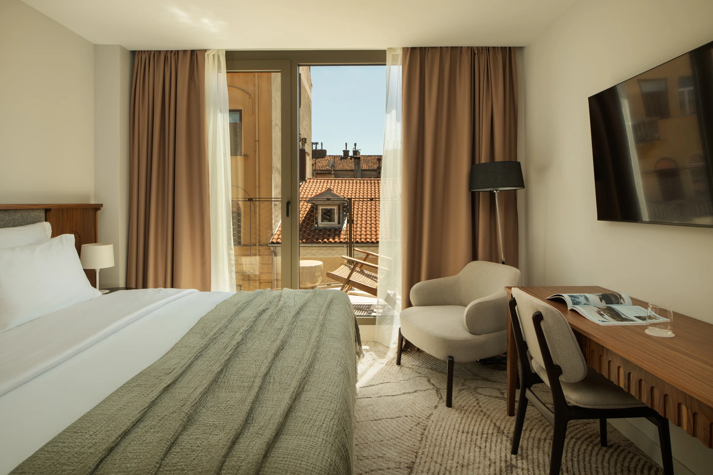 Armerun Rijeka room 404 with a private balcony.